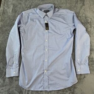 MTailor Mens Blue Gingham Check Button Down Dress Shirt 100% Cotton NWT